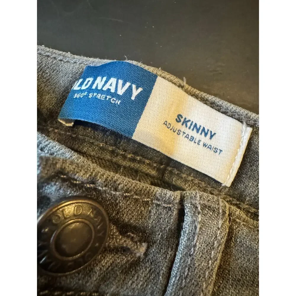 Old Navy Toddler Girls Gray Distressed Skinny Jeans 3T Adjustable Waist NWT
